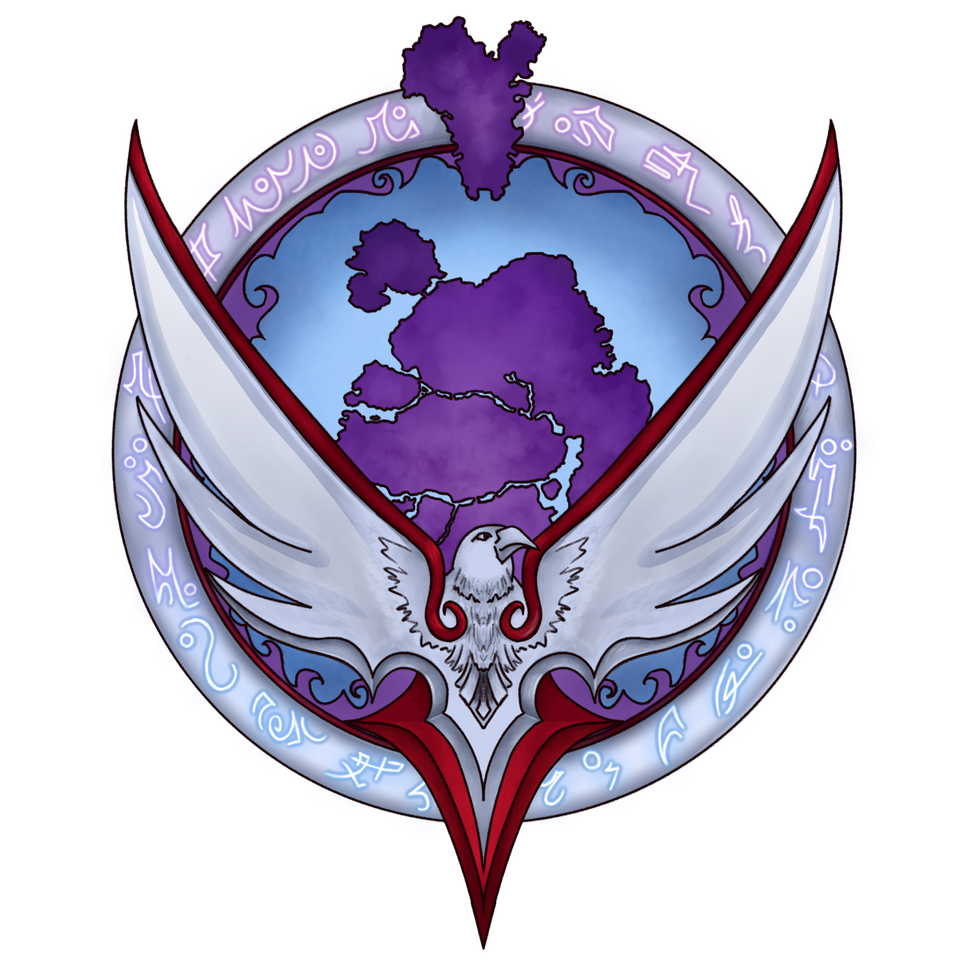 https://x.com/okayheyoallfia The Thalassian Accord's crest: a phoenix over a map of Quel'Thalas, in the organization's colors of purple, blue, red, and silver.